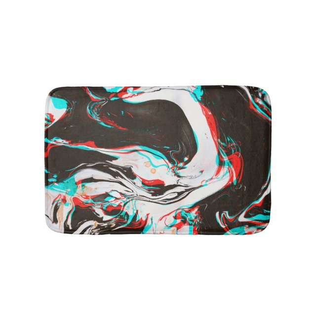 Marbled Ink: Distorted Glitch Texture. Bath Mat (Front)