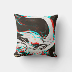 Marbled Ink: Distorted Glitch Texture. Cushion