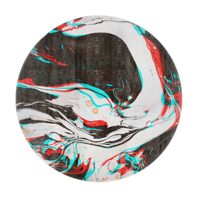 Marbled Ink: Distorted Glitch Texture. Cutting Board (Front)