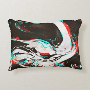 Marbled Ink: Distorted Glitch Texture. Decorative Cushion