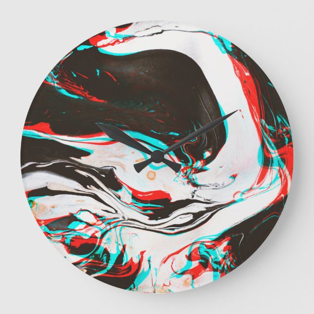 Marbled Ink: Distorted Glitch Texture. Large Clock (Front)