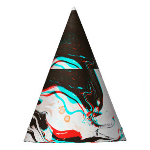 Marbled Ink: Distorted Glitch Texture. Party Hat