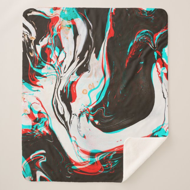 Marbled Ink: Distorted Glitch Texture. Sherpa Blanket (Front)