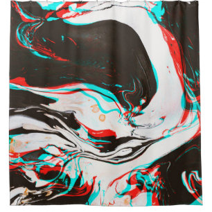 Marbled Ink: Distorted Glitch Texture. Shower Curtain
