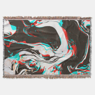 Marbled Ink: Distorted Glitch Texture. Throw Blanket