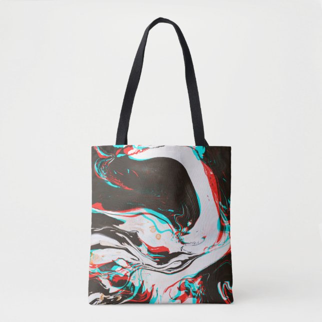 Marbled Ink: Distorted Glitch Texture. Tote Bag (Front)