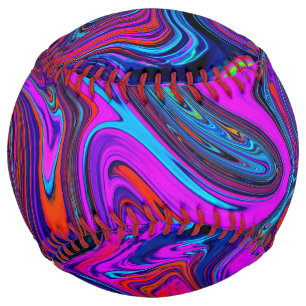 Marbled Magenta, Blue and Red Abstract Art Softball