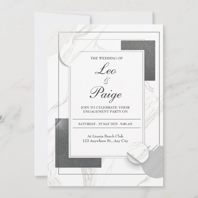 Marbled Modern Wedding Invitation (Front)