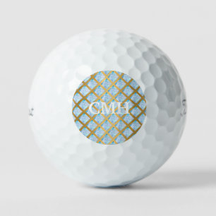 MARBLED OCEAN GOLD GRID CUSTOM GOLF BALLS