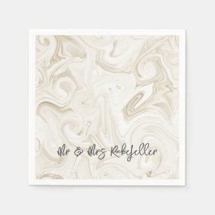 Marbled Paint Off White Chic Christmas Wedding Napkin