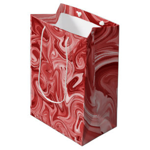 Marbled Paint Red Chic Christmas Gift Wrap Medium Gift Bag