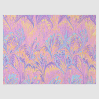MARBLED PAPER,ABSTRACT PINK BLUE PEACOCK PATTERN TISSUE PAPER