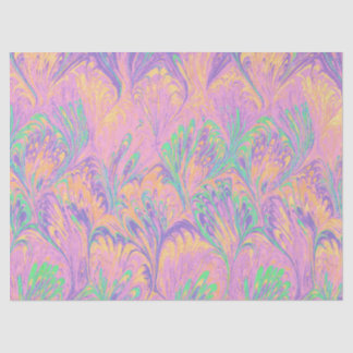 MARBLED PAPER,ABSTRACT PINK GREEN  PEACOCK PATTERN TISSUE PAPER