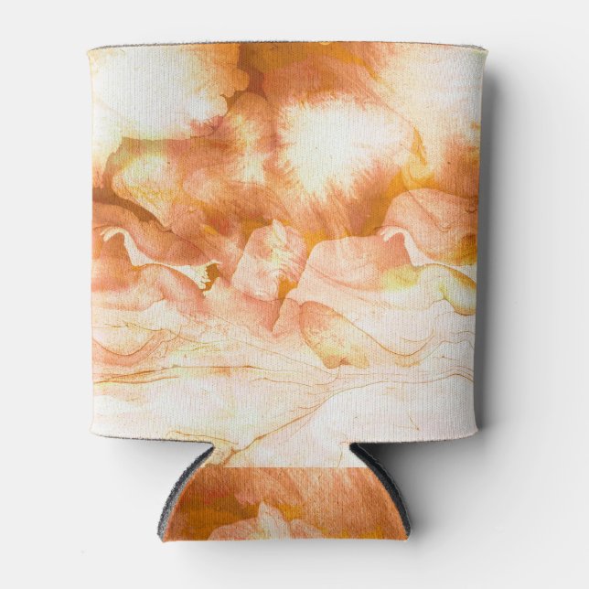Marbled paper art, colourful abstract. can cooler (Front)