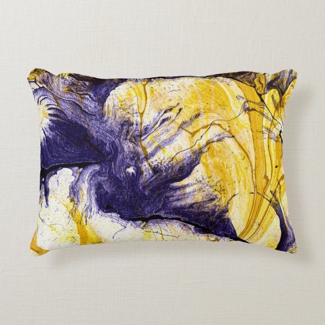 Marbled Paper: Bright Acrylic Art Decorative Cushion (Front)