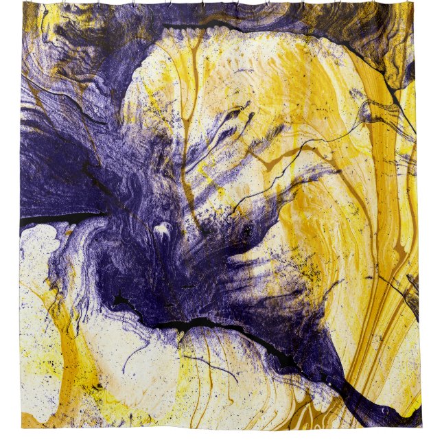 Marbled Paper: Bright Acrylic Art Shower Curtain (Front)