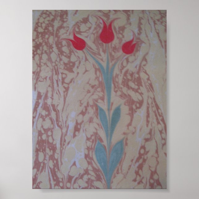 Marbled paper three tulip poster (Front)