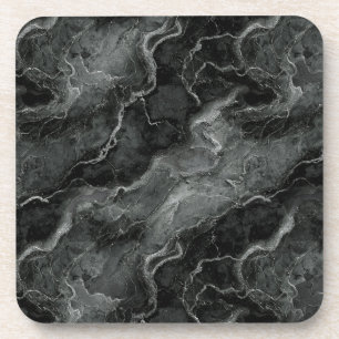 Marbled Pattern in Black and Grey Coaster