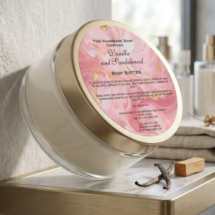 Marbled Pink and Gold Cosmetics Jar Label