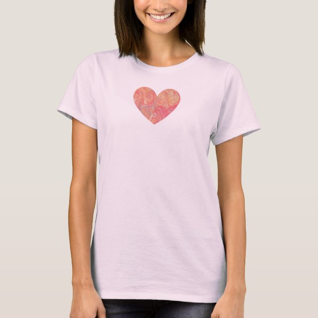 Marbled Pink Heart T-Shirt (Front)