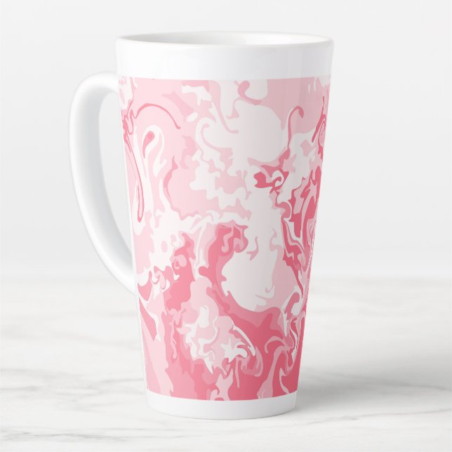 Marbled Pink Latte Mug (Left Angle)