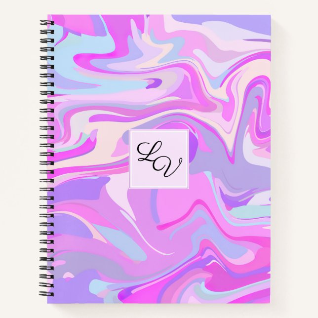Marbled Pink Purple Turquoise Notebook (Front)