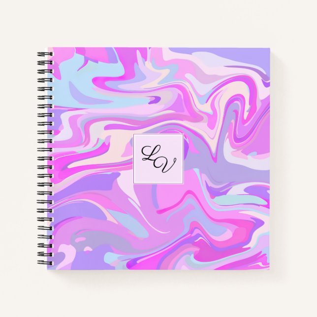 Marbled Pink Purple Turquoise Notebook (Front)