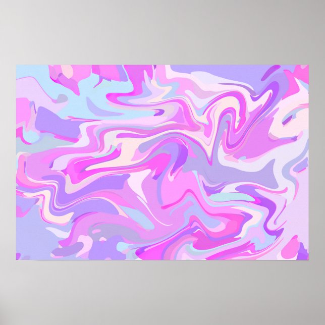 Marbled Pink Purple Turquoise Poster (Front)