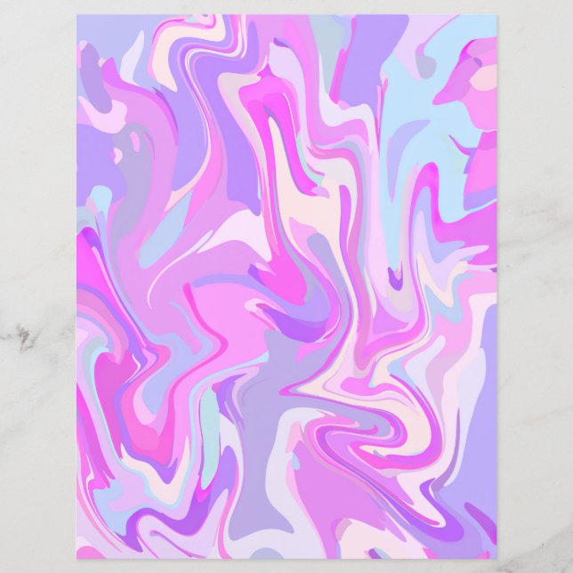 Marbled Pink Purple Turquoise Scrapbook Paper (Front)
