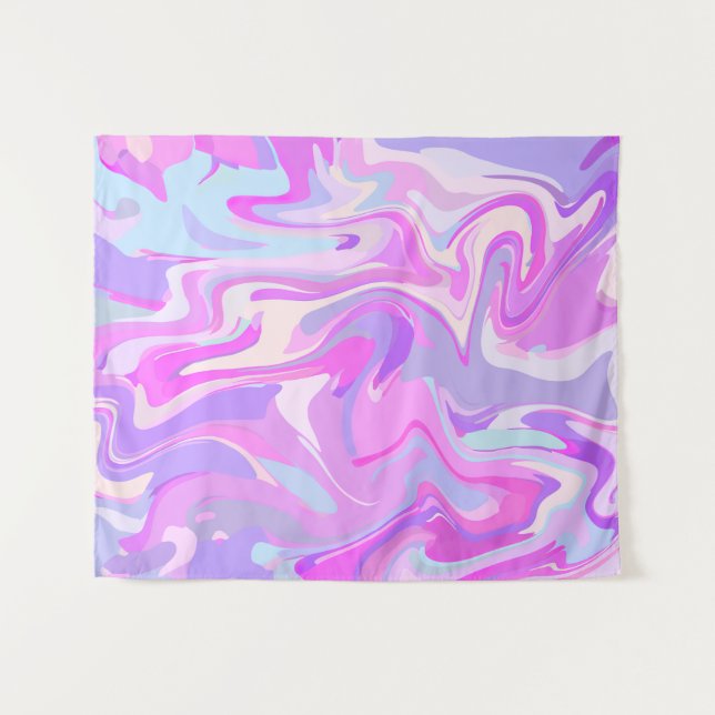 Marbled Pink Purple Turquoise Tapestry (Front (Horizontal))