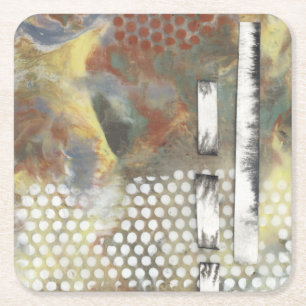 Marbled Pixels II Square Paper Coaster