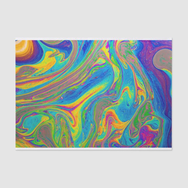 Marbled poured paint bright tissue paper (Front)
