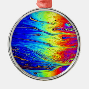 Marbled Rainbow Artwork Beautiful Metal Tree Decoration