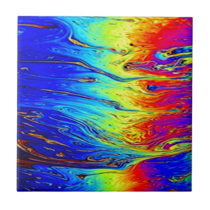 Marbled Rainbow Artwork Beautiful Tile