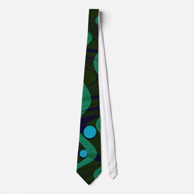 Marbled Retro Blue Green Dot Wave Tie (Front)