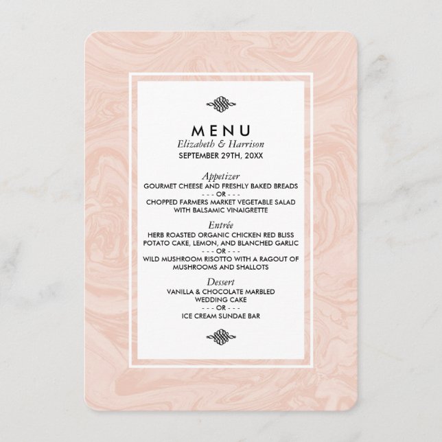 Marbled Rose Elegant Vintage Wedding Menu (Front)