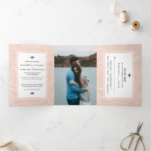 Marbled Rose Elegant Vintage Wedding Suite Tri-Fold Invitation