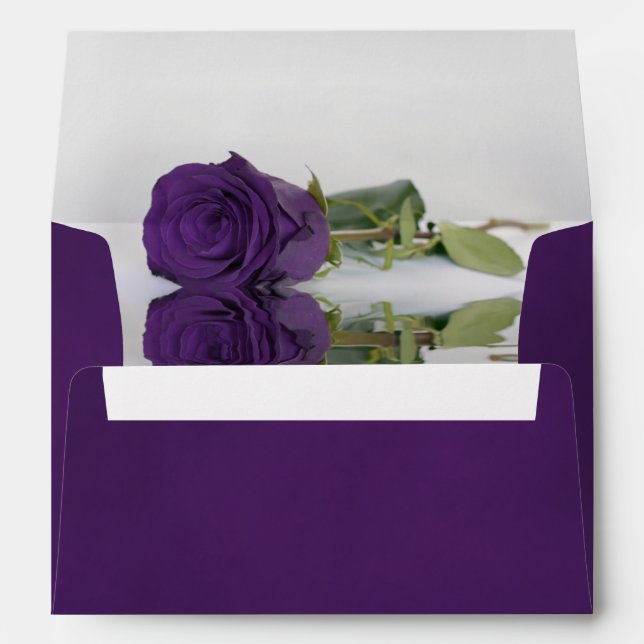 Marbled Royal Purple with Rose Elegant Wedding Envelope (Back (Bottom))