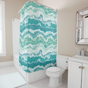 marbled sea foam : shower curtain