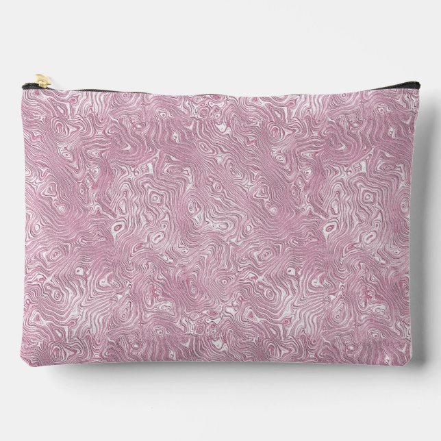Marbled Silk Moire Pattern in Dusty Pink Accessory Pouch (Front)
