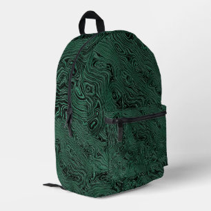 Marbled Silk Moire Pattern in Forest Green Printed Backpack