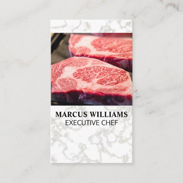 Marbled Steak | Restaurant Business Card (Front)
