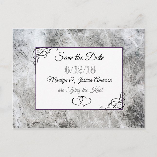 Marbled Stone Save the Date Postcard (Front)