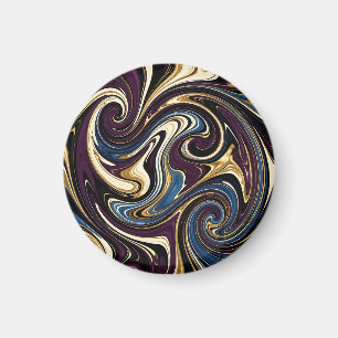 Marbled Swirl Purple Gold Blue Abstract Magnet