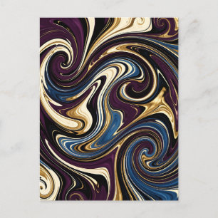  Marbled Swirl Purple Gold Blue Abstract Postcard