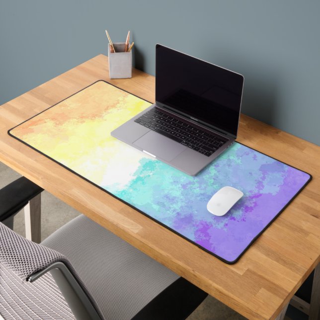 Marbled Swirly Boho Abstract Genderfaun Pride Flag Desk Mat (Office 2)