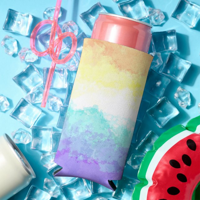 Marbled Swirly Boho Abstract Genderfaun Pride Flag Seltzer Can Cooler (In Situ Summer)