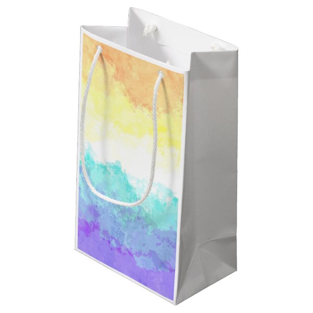 Marbled Swirly Boho Abstract Genderfaun Pride Flag Small Gift Bag (Back Angled)
