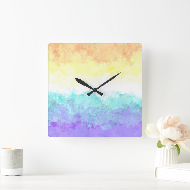 Marbled Swirly Boho Abstract Genderfaun Pride Flag Square Wall Clock (Home)