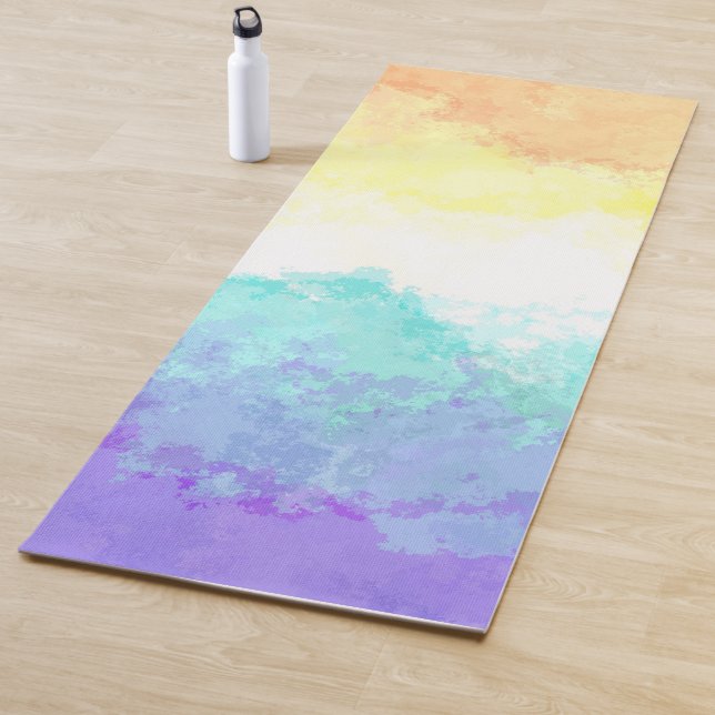 Marbled Swirly Boho Abstract Genderfaun Pride Flag Yoga Mat (In Situ)